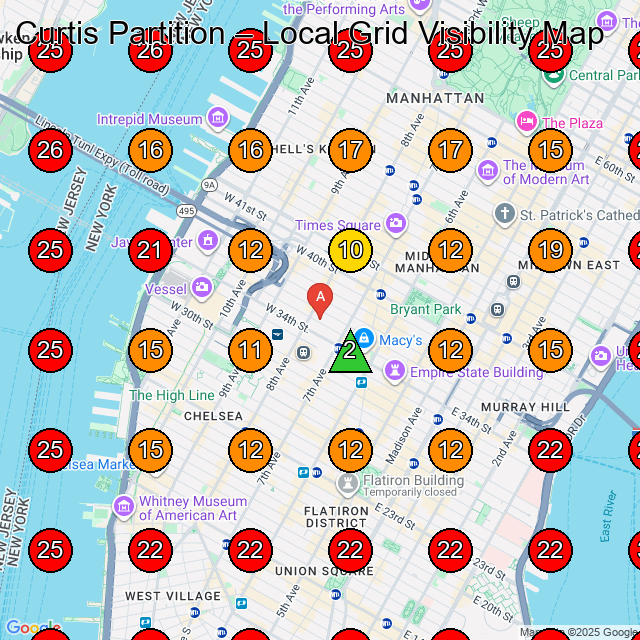 Curtis Partition GeoGrid visibility map for Painting in West New York